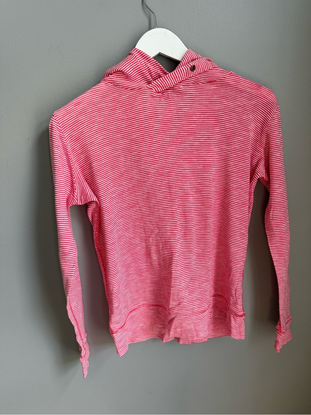 Kids Pink Striped Hooded Long-Sleeve Top